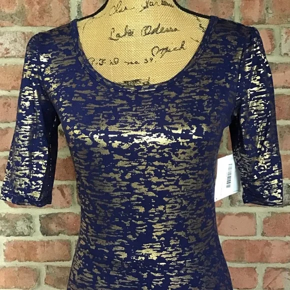 LuLaRoe Ana Maxi Dress Elegant Blue With Metallic Gold XS & SM Available NWT! - Picture 5 of 12